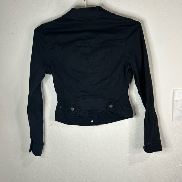 Tinsel Town Black Denim Jacket Women’s Small Button Front Cropped Fitted - Picture 4 of 5